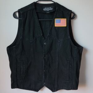 Sports Gallery Black Vest with American Flag Patch Size L